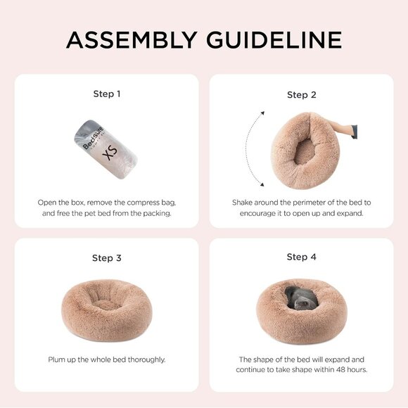 NEW Bedsure Calming Dog Cat Bed Small 23" Round Donut Washable Faux Fur No-Slip - Picture 3 of 5